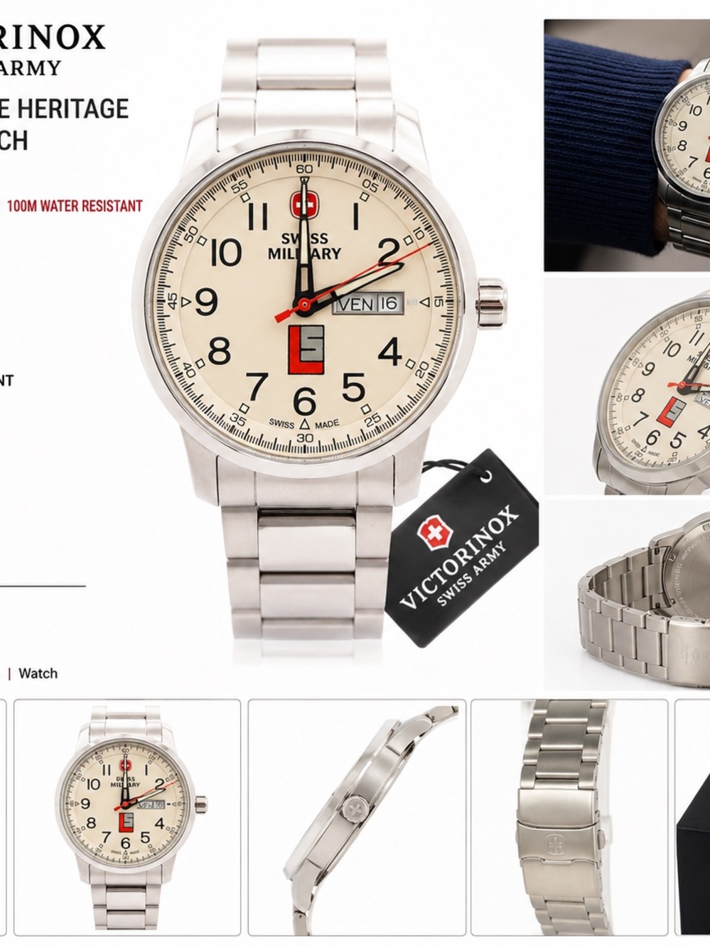 Men's Silver Stainless Steel Cream Dial Watch
